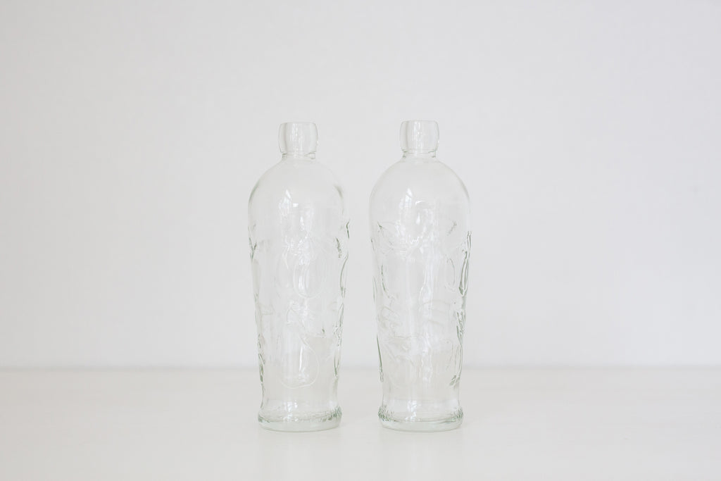 Pair of Vintage Embossed German glass bottles, Gerrix Saft Flasche bottles