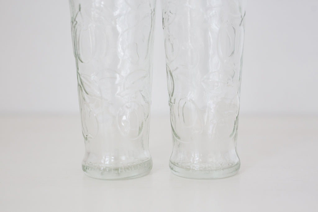 Pair of Vintage Embossed German glass bottles, Gerrix Saft Flasche bottles