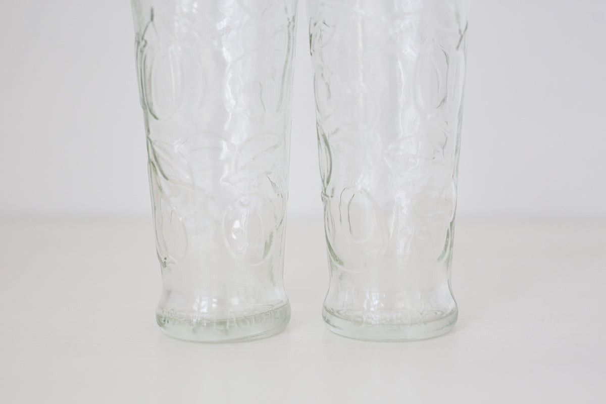 Pair of Vintage Embossed German glass bottles, Gerrix Saft Flasche bottles