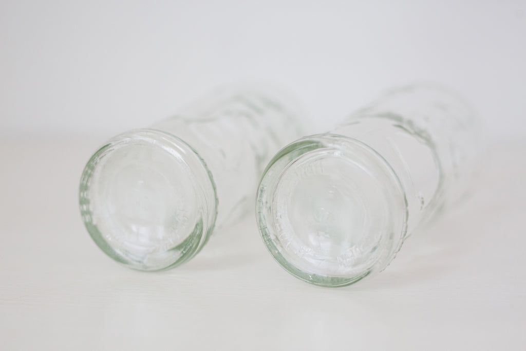 Pair of Vintage Embossed German glass bottles, Gerrix Saft Flasche bottles