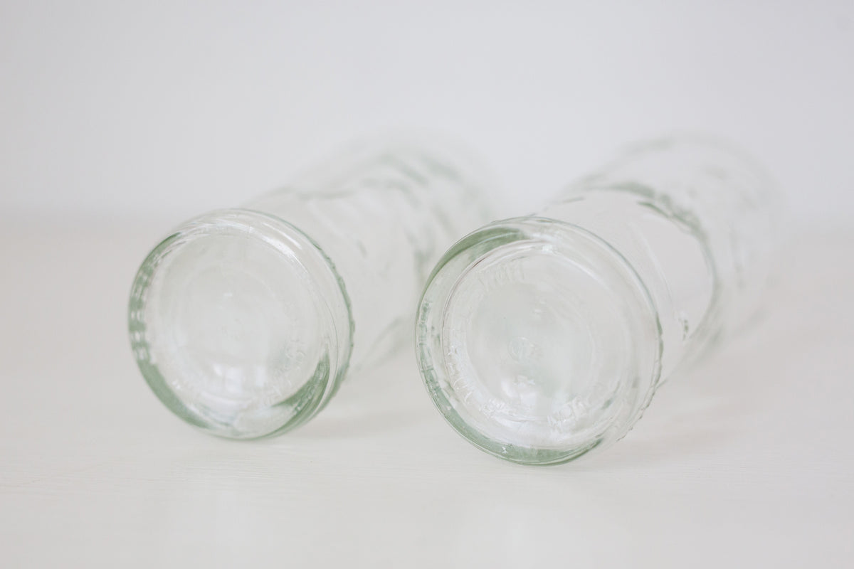 Pair of Vintage Embossed German glass bottles, Gerrix Saft Flasche bottles