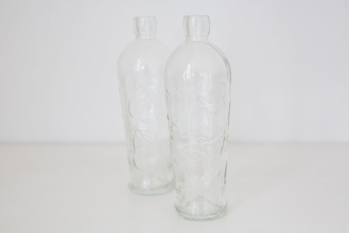 Pair of Vintage Embossed German glass bottles, Gerrix Saft Flasche bottles