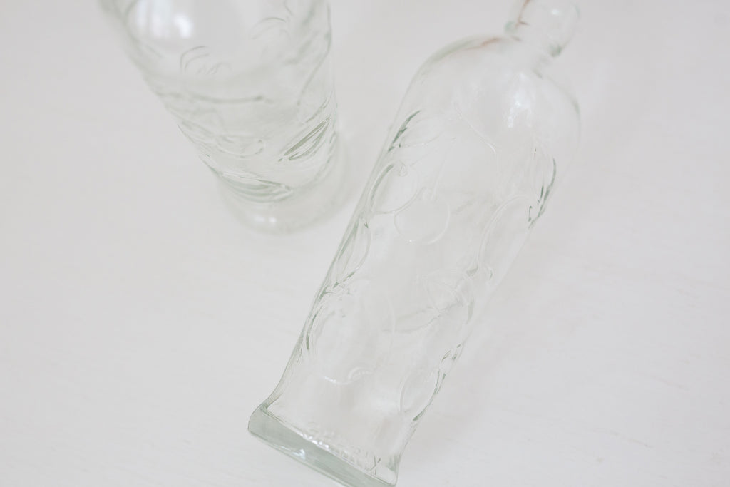 Pair of Vintage Embossed German glass bottles, Gerrix Saft Flasche bottles