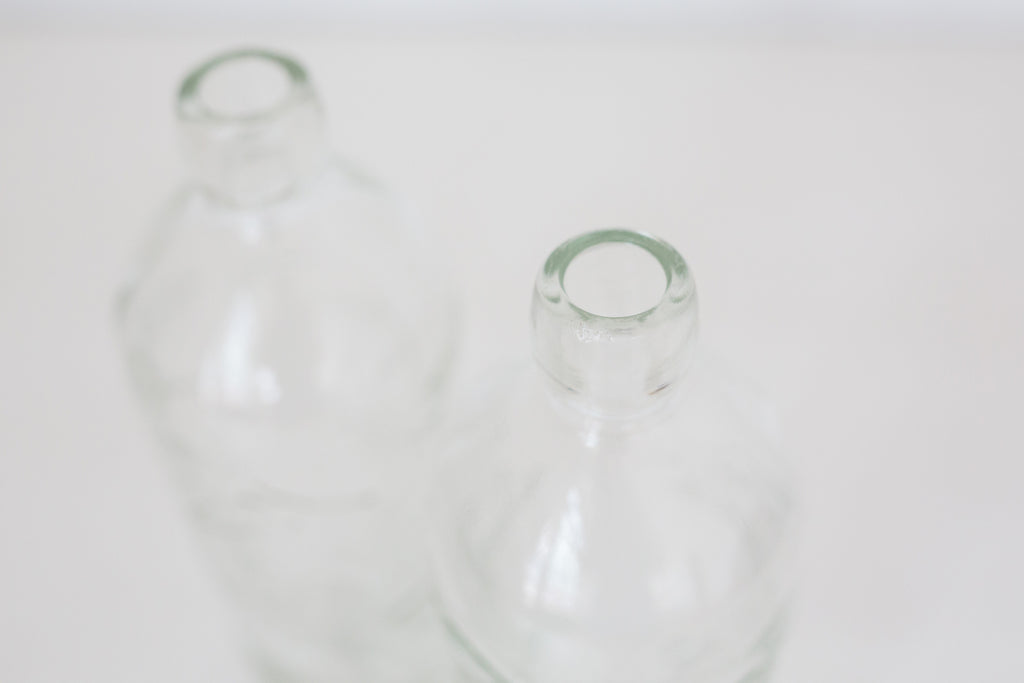 Pair of Vintage Embossed German glass bottles, Gerrix Saft Flasche bottles