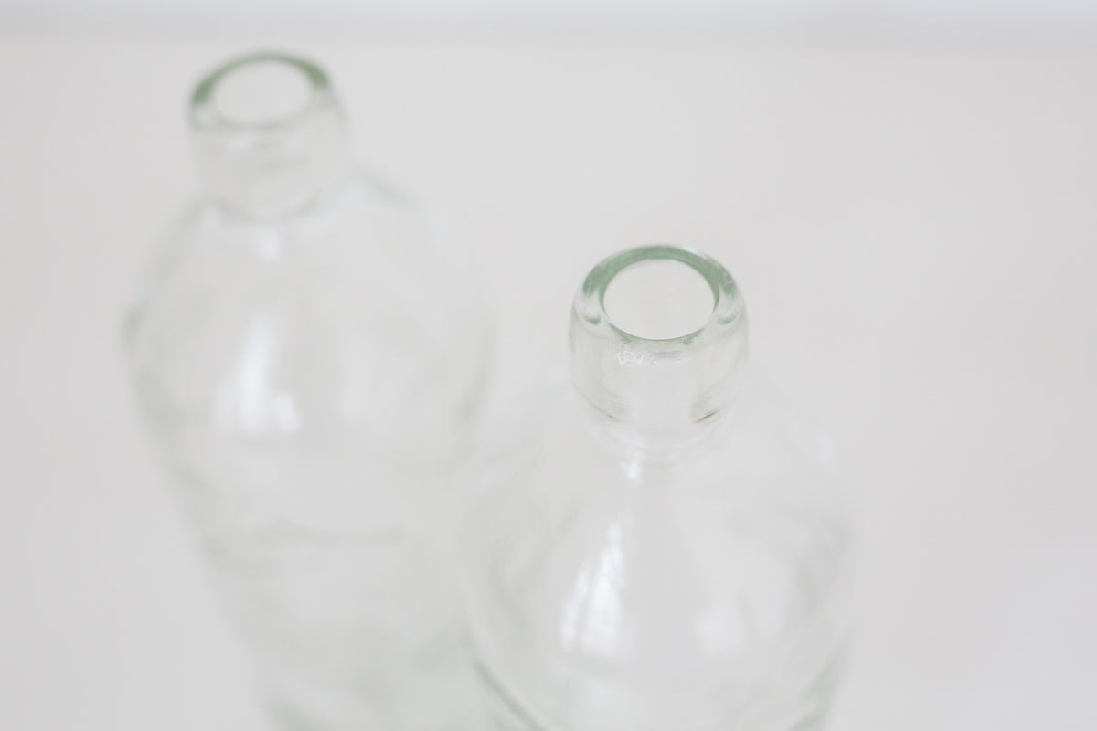 Pair of Vintage Embossed German glass bottles, Gerrix Saft Flasche bottles