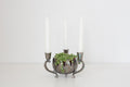 Vintage Silver Plated Brass Candelabra with Center Floral Arrangement