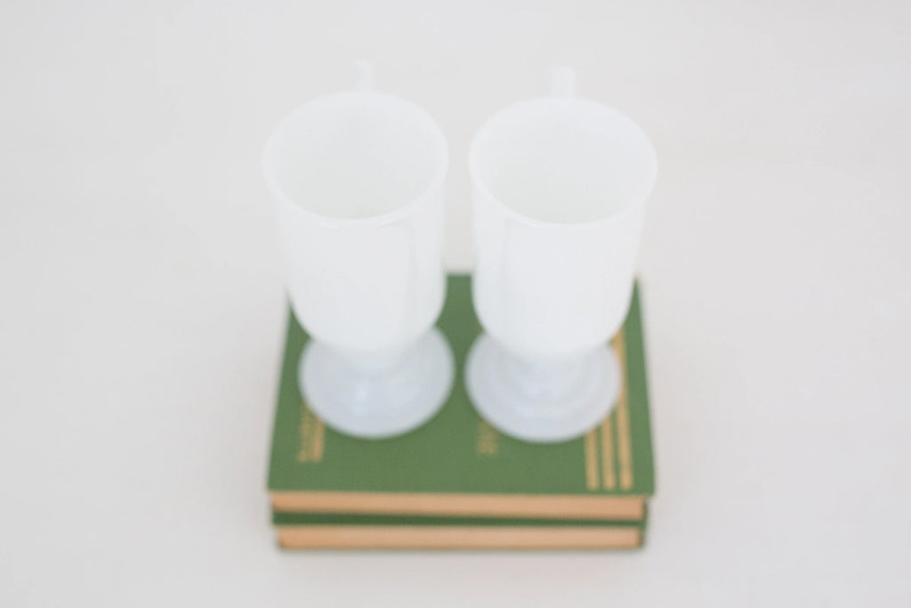 Set of two vintage milk glass mugs, Irish Coffee Mugs