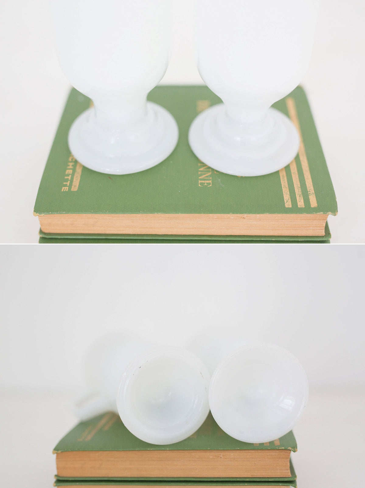 Set of two vintage milk glass mugs, Irish Coffee Mugs