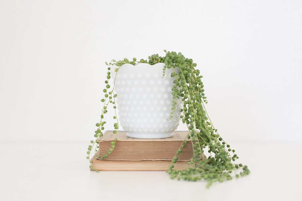 Vintage Hobnail milk glass Fire King planter, vase, or mixing bowl