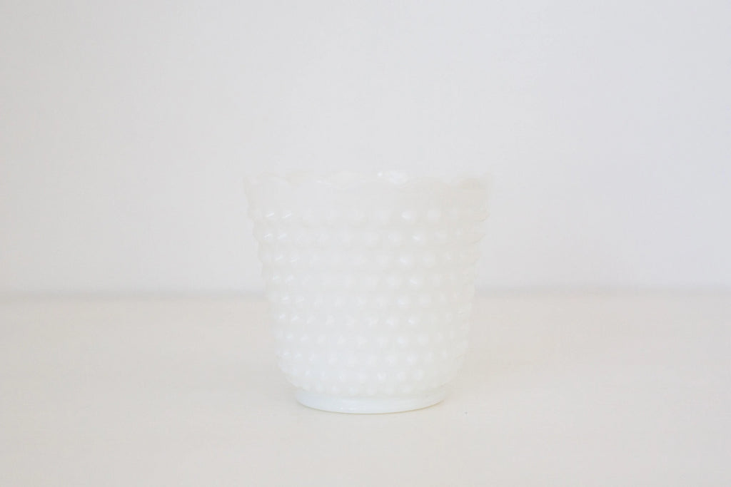 Vintage Hobnail milk glass Fire King planter, vase, or mixing bowl