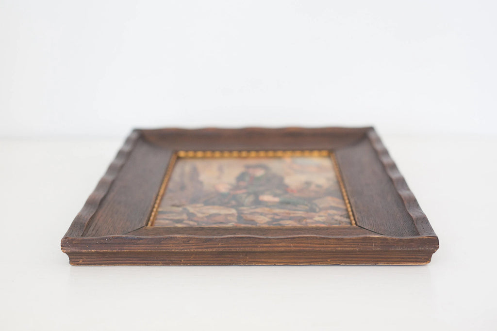 Vintage 1926 framed oil painting on canvas of an Alpine hunting gentleman