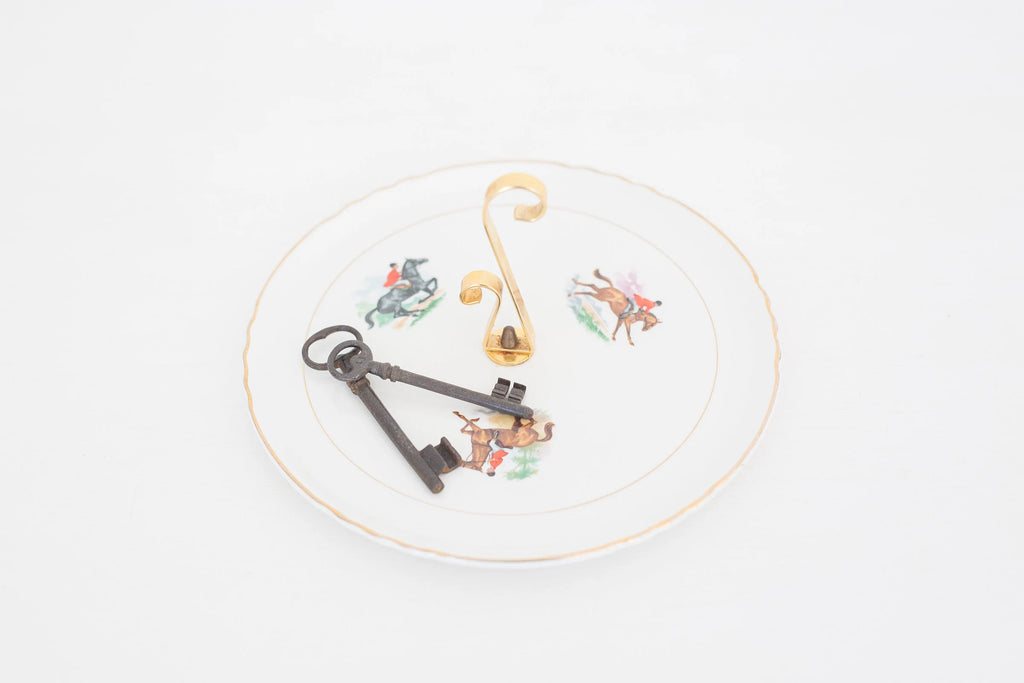 Vintage Racing Horse Serving Plate with gold handle