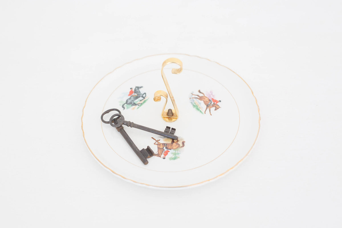 Vintage Racing Horse Serving Plate with gold handle