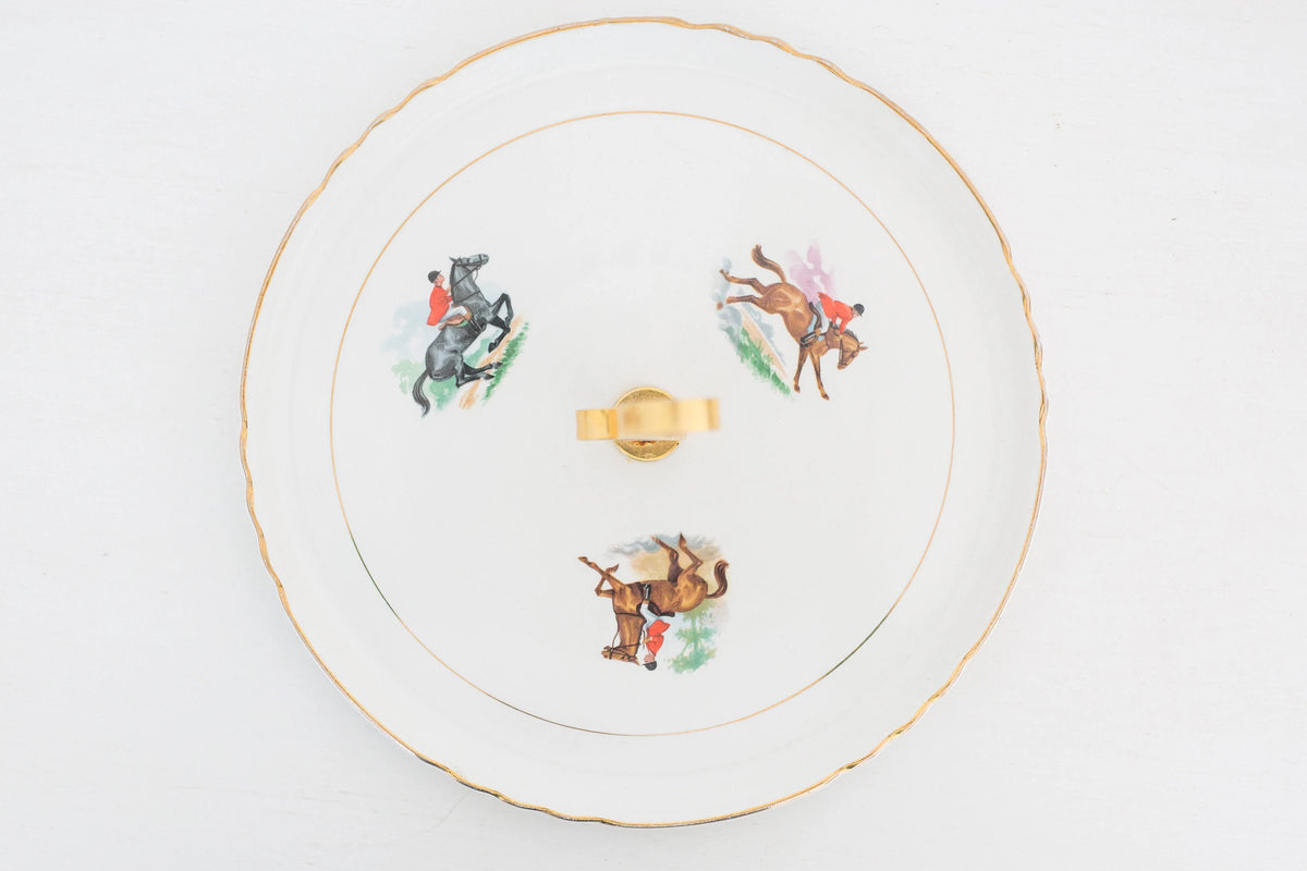 Vintage Racing Horse Serving Plate with gold handle