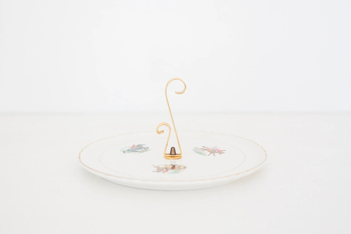 Vintage Racing Horse Serving Plate with gold handle
