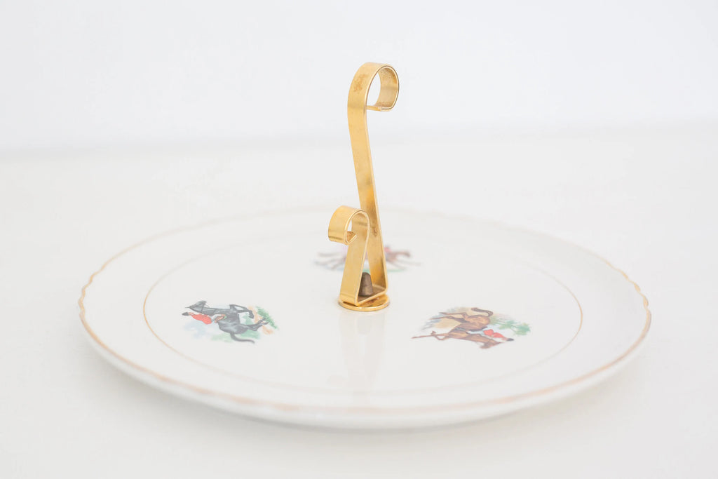 Vintage Racing Horse Serving Plate with gold handle