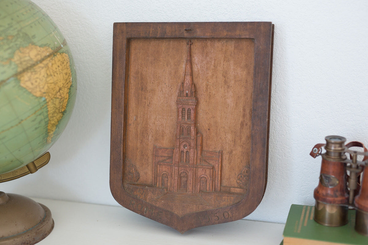 Vintage Wood double sided carved artwork sign